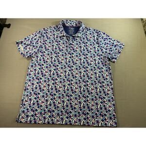 Birdie Bound Golf Polo Shirt Mens XL Geometric Retro Print Stretch Performance